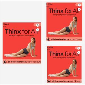 NWT Leakproof Period Boyshort 3-Pack Thinx 3X Hi-Waist All-Day Absorbency Black